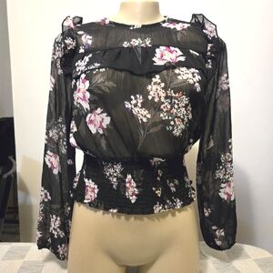 Sheer floral top XS